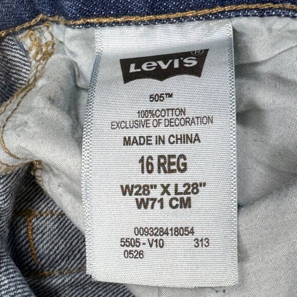 Levis Mens Blue 505 Regular Fit Straight Jeans Low Rise Teen Size 16 Reg 28X28 - Picture 7 of 12